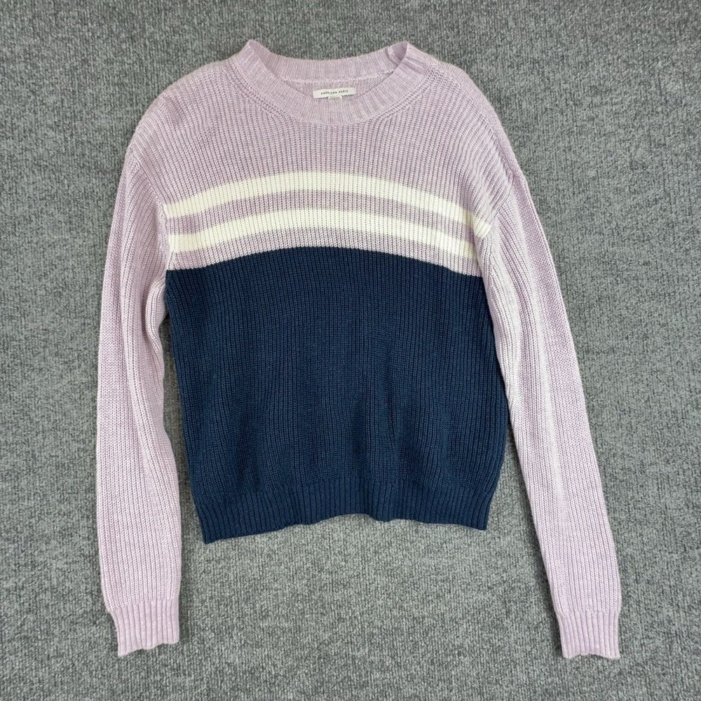 American Eagle Outfitters Sweater Womens XS Multicolor Striped Crewneck Knit